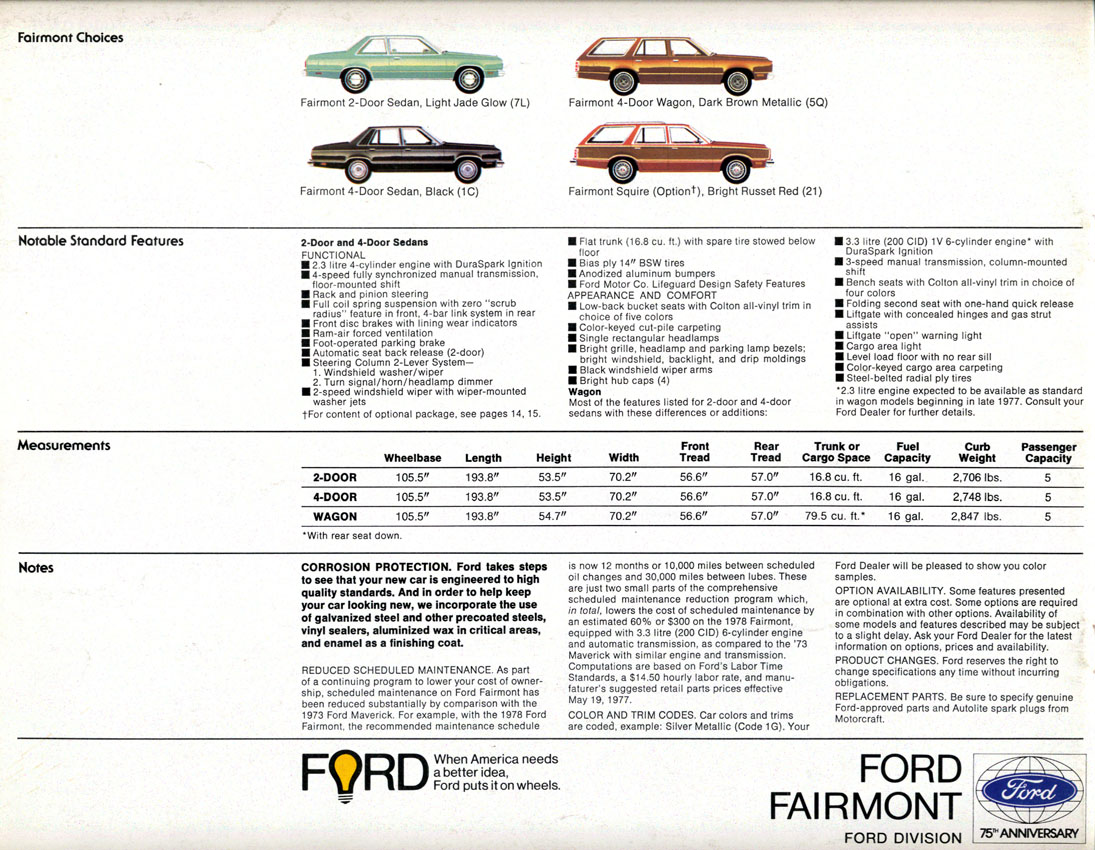 1978 Ford Fairmont Brochure Page 1